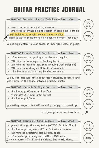 Eat Sleep Guitar Repeat Practice Journal