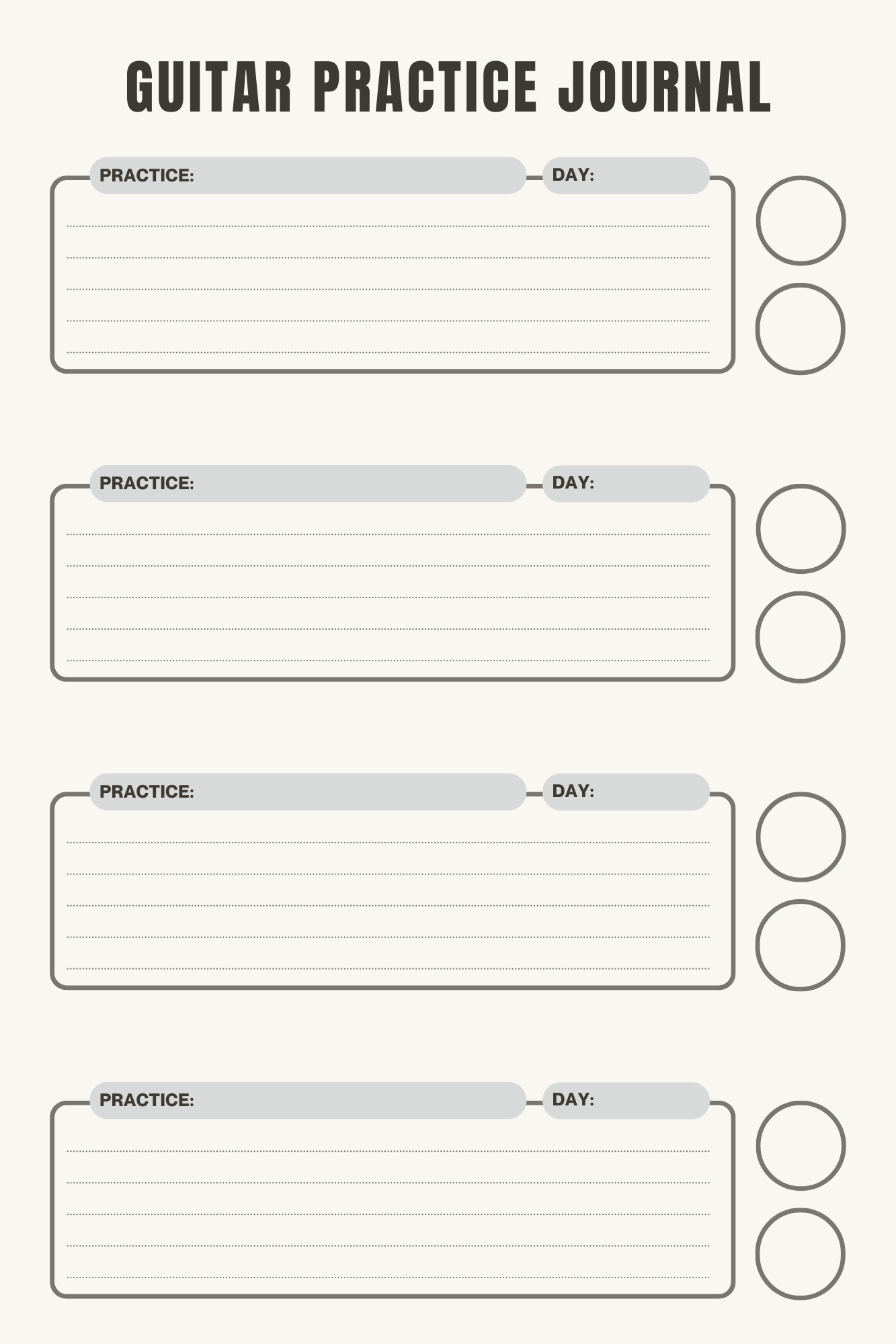 Eat Sleep Guitar Repeat Practice Journal
