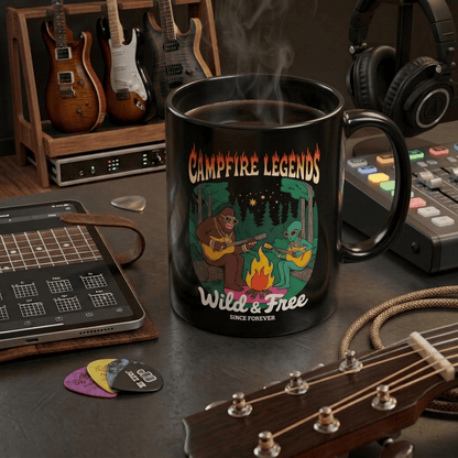 Campfire Legends Bigfoot & Alien Guitar 11oz Mug