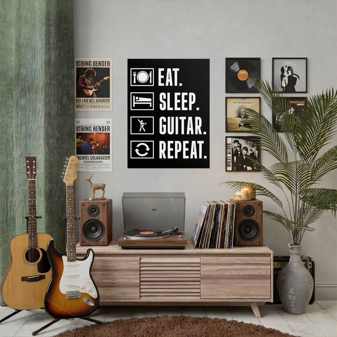Eat Sleep Guitar Repeat Poster (24"x32")
