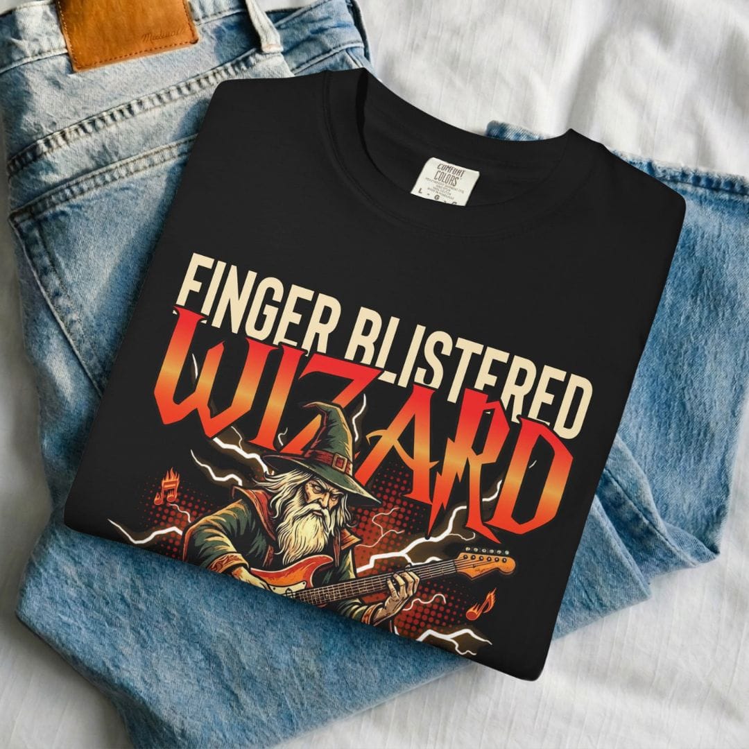 Finger Blistered Wizard Guitar T-shirt