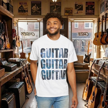 Guitar Stacked Blue T-shirt