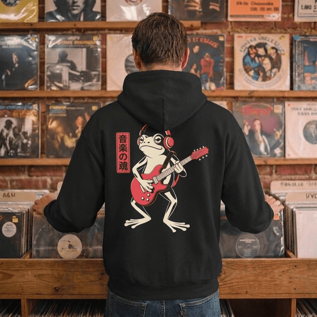 Japanese Frog Guitar Hoodie