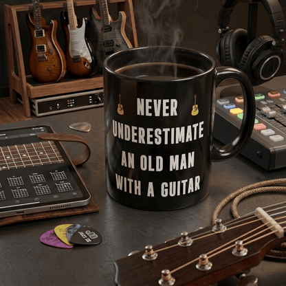 Never Underestimate An Old Man Guitar 11oz Mug