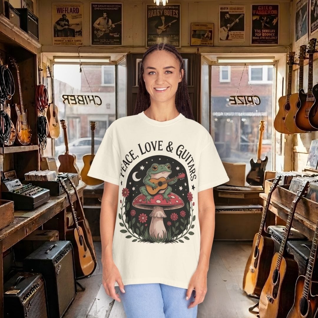 Peace, Love & Guitars Frog T-shirt