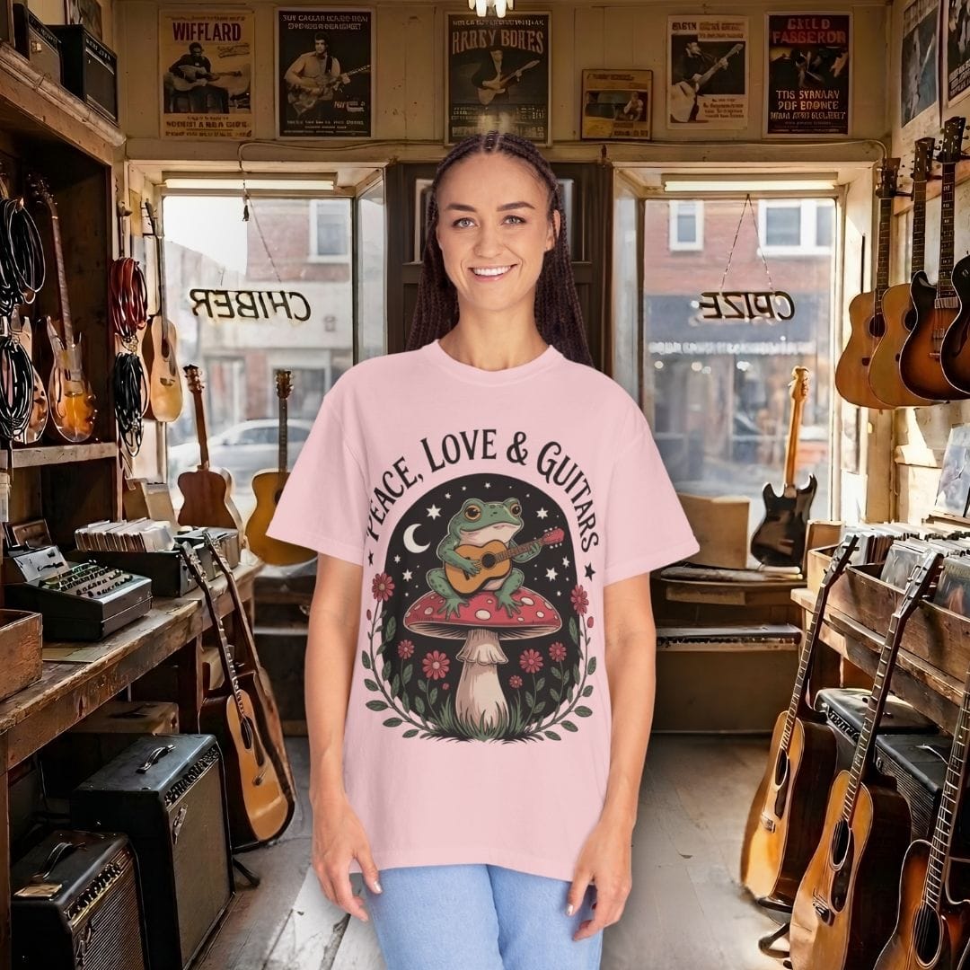Peace, Love & Guitars Frog T-shirt