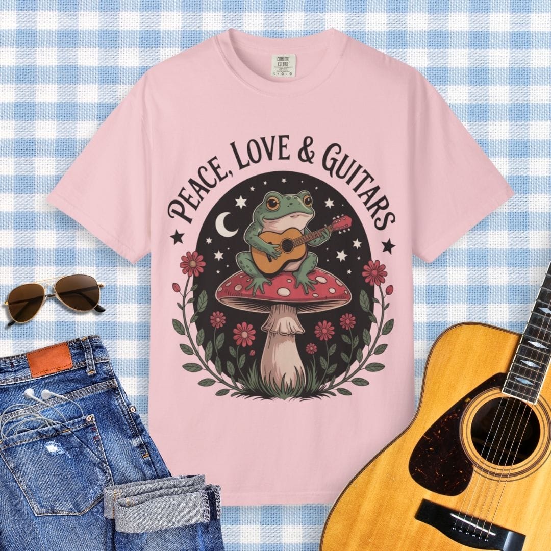 Peace, Love & Guitars Frog T-shirt