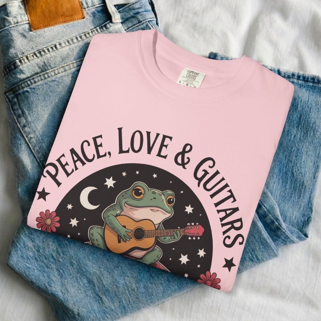 Peace, Love & Guitars Frog T-shirt